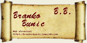 Branko Bunić vizit kartica